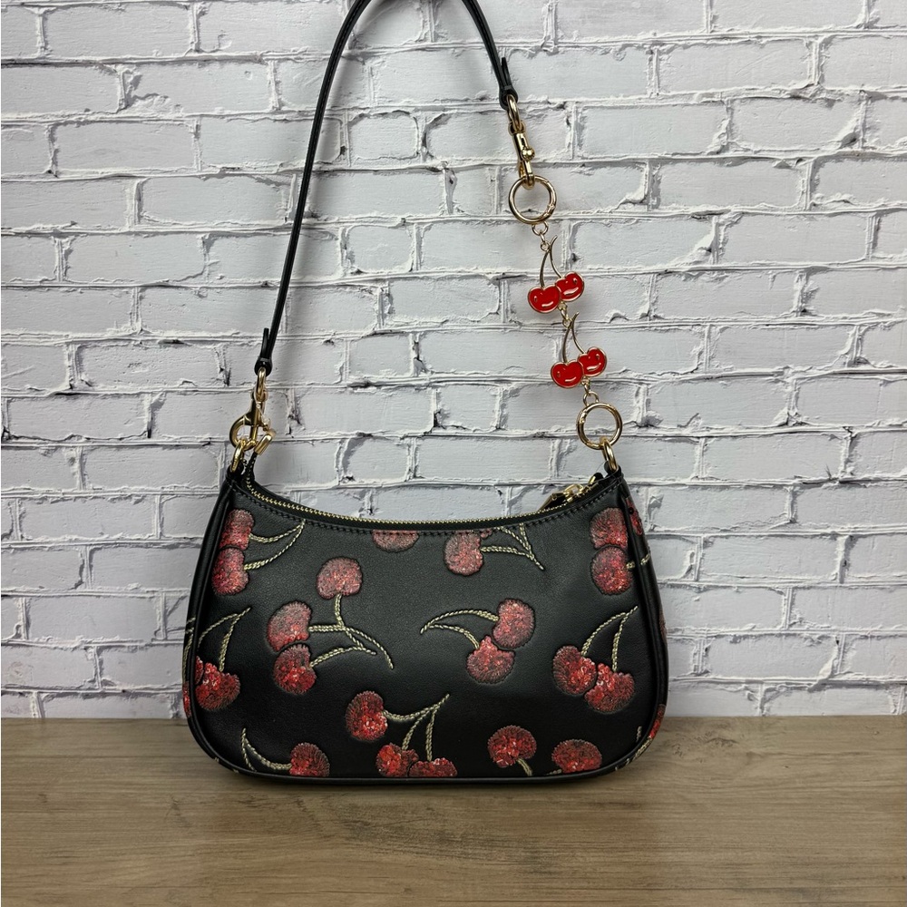 NWT Coach Teri Shoulder/Crossbody Bag black/red Cherry Gold hardware styled set - Picture 2 of 14